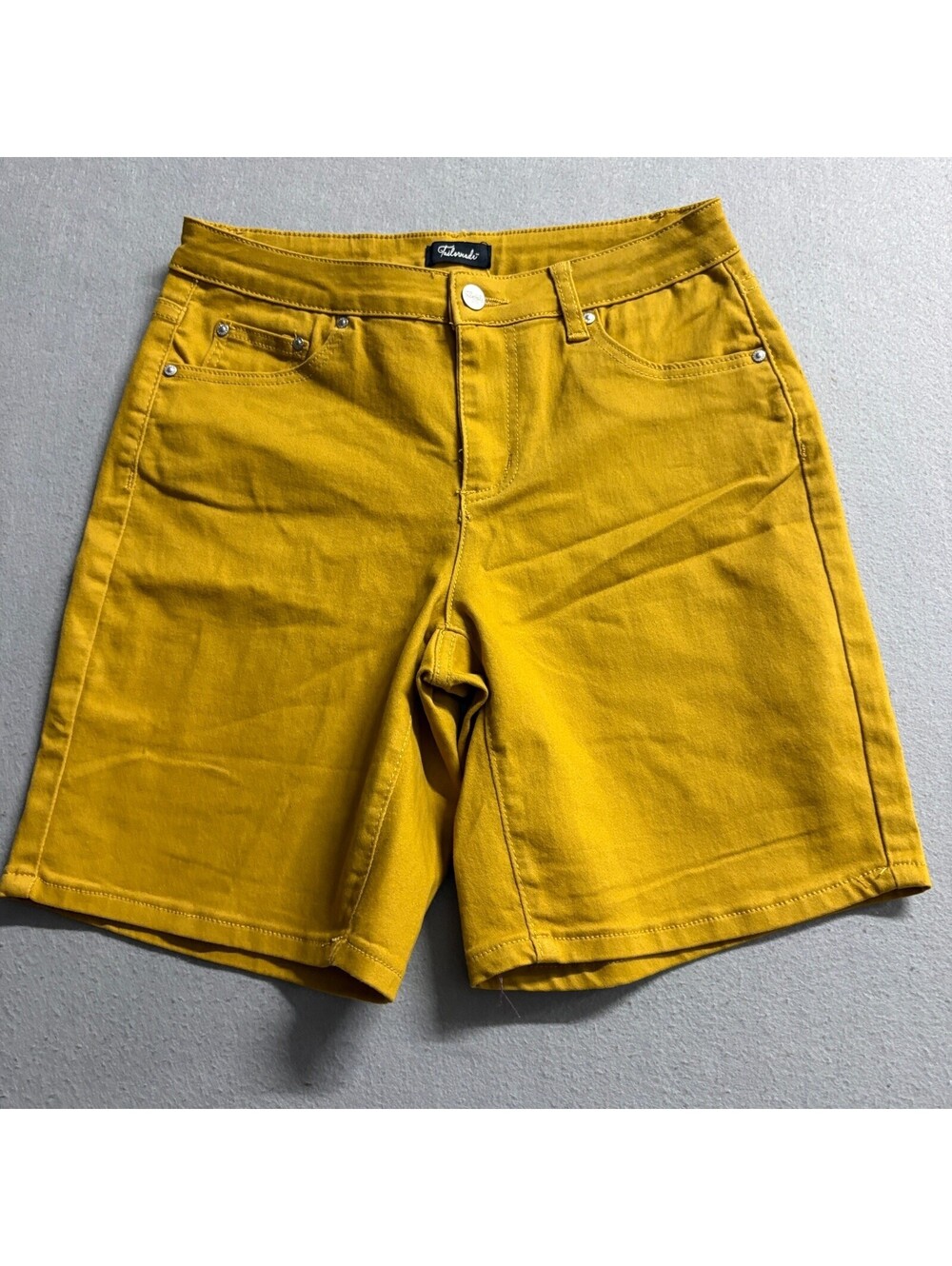 Tailormade Womens Bermuda Shorts Size 6 Mustard Yellow Stretch Denim Bermuda
